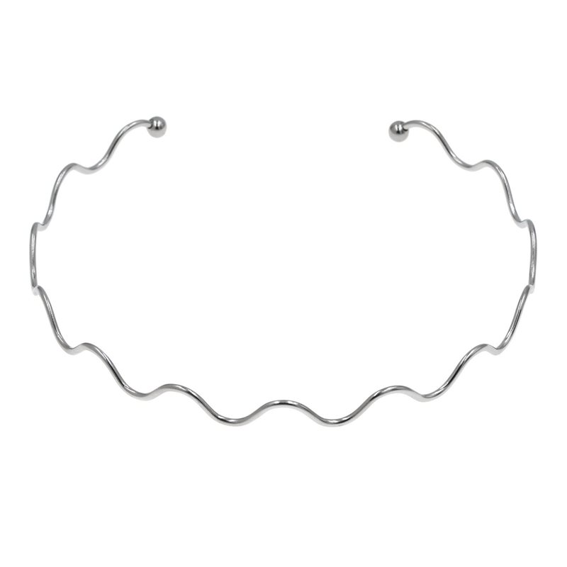 Stainless Steel Colar Necklace Wavy 2mm