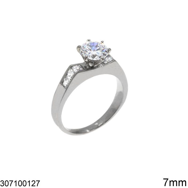 Stainless Steel Ring with Zircon 7mm