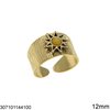 Stainless Steel Ring Sun with Stone Open 12mm