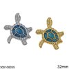 Stainless Steel Pendant Sea Turtle with Enamel 32mm