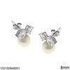 Silver 925  Earrings 10mm with Freshwater Pearl