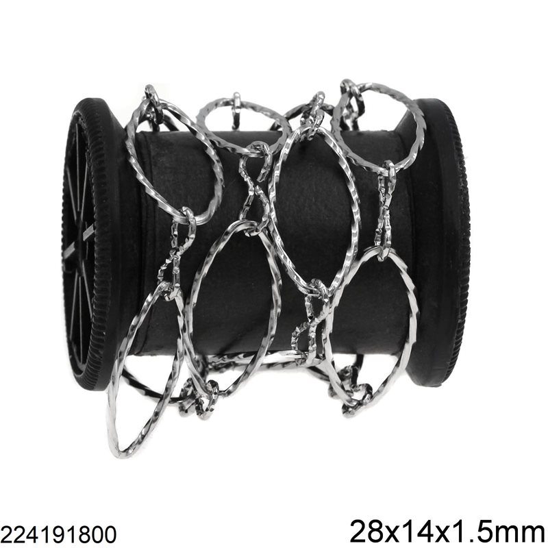Stainless Steel Twisted Navette Link Chain 28x14x1.5mm with "8" Link 15mm