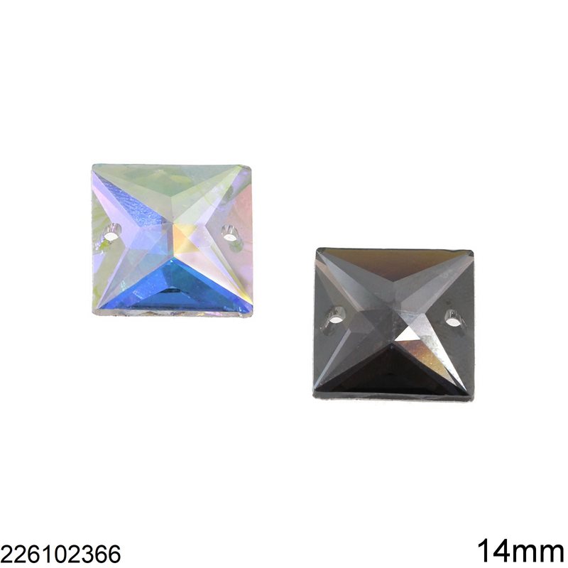Sew-on Square Stone Flat Back 14mm 634