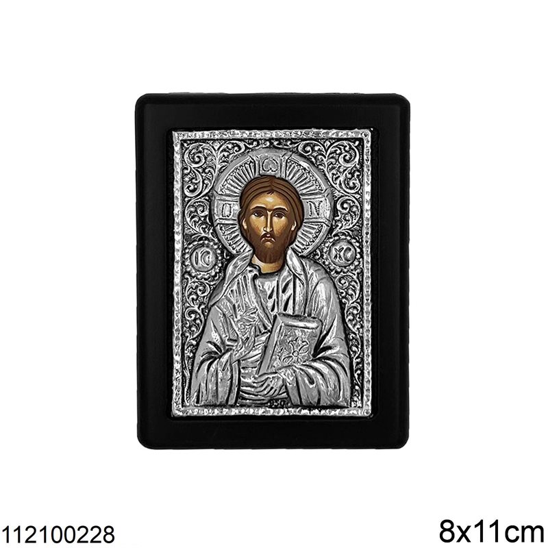 Εικόνα Ασημένια 925 με Ξύλινη Βάση 8x11cm