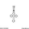 Stainless Steel Pendant Outline Style Cross 12x18mm