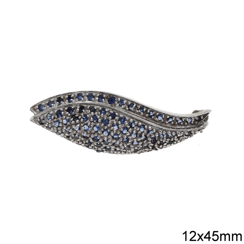 Silver 925 Brooch Leaf with Zircon 12x45mm