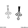 Stainless Steel Pendant Outline Style Cross 12x18mm