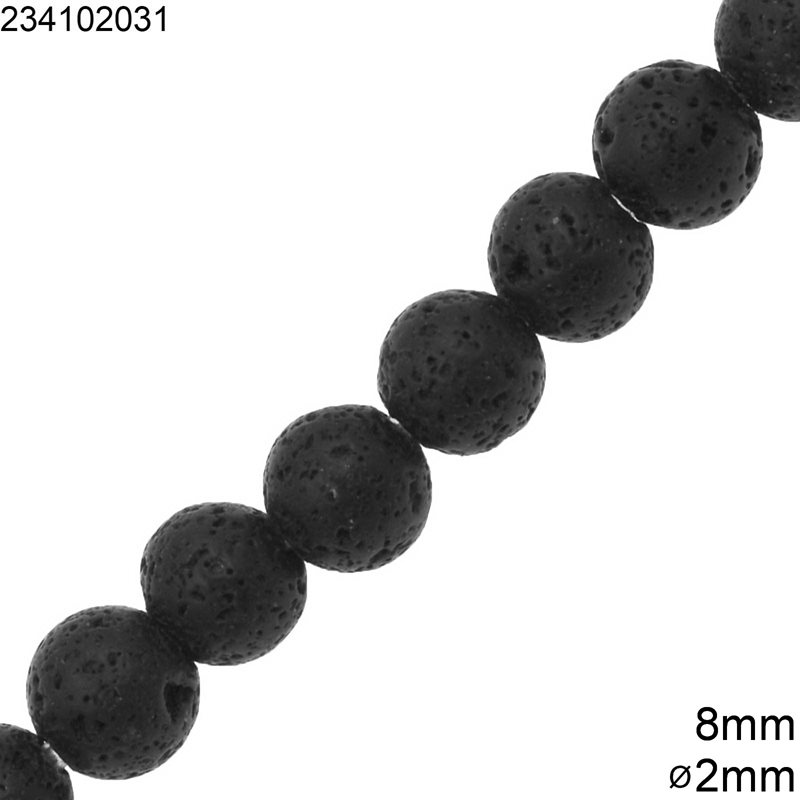 Χάνδρες Λάβα 8mm με Τρύπα 2mm