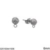 Stainless Steel Stud Earrings Hammered Ball with Ring 6-8mm