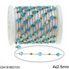 Stainless Steel Link Chain with Round Flat Bead 4x2.5mm and Round Bead