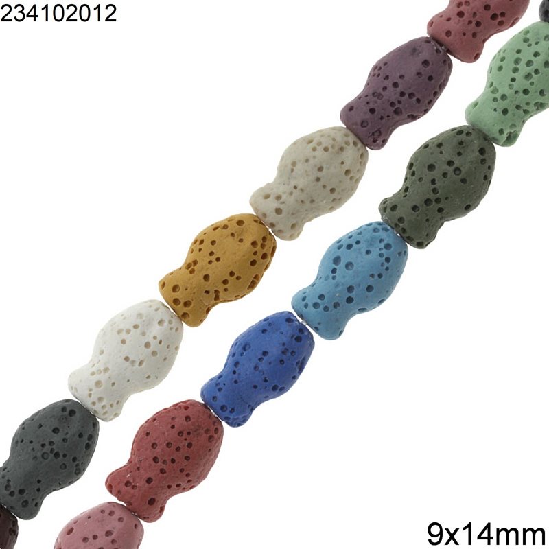 Χάνδρες Λάβα Ψάρι 9x14mm, Πολύχρωμο