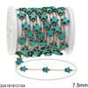 Stainless Steel Link Chain with Star Bead Blue Pine 7.5mm