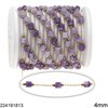 Stainless Steel Link Chain with Agate Tube Bead 4mm