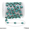 Stainless Steel Link Chain with Star Bead Blue Pine 7.5mm