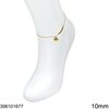 Stainless Steel Anklet Gourmet Chain with Tag "HAS BEEN SMILE" and Hanging Face 10mm