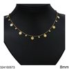 Stainless Steel Necklace Oval Link Chain with Motif Rhinestones and Daisies 8mm