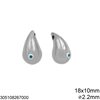 Stainless Steel Curved Pearshape Pendant with Evil Eye 18x10mm and Hole 2.2mm