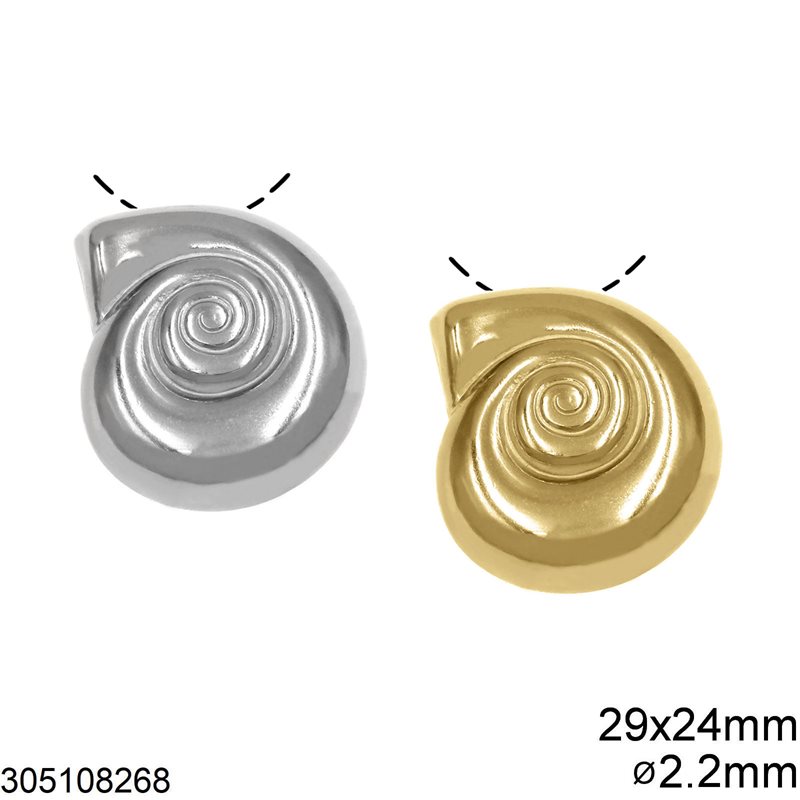 Stainless Steel Pendant Shell Nautilus 29x24mm