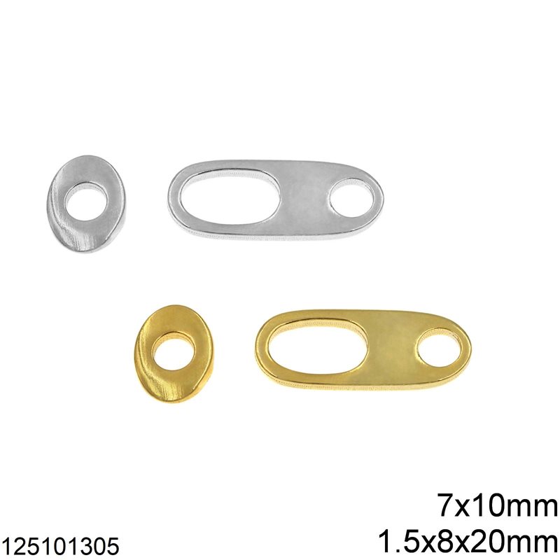 Silver 925 Toggle Clasp 1.5x8x20mm, 7x10mm