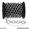 Stainless Steel Oval Link Chain Flat Wire Line Textured 9x6.8x1x0.8mm