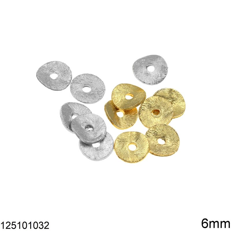 Silver 925 Curved Rondelle Finding with Satin Finish 6mm