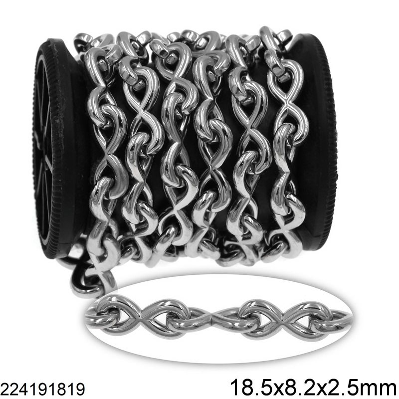 Stainless Steel Infinity Symbol Link 18.5x8.2x2.5mm