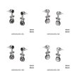 Silver 925 Stud Earrings with Round Semi Precious Stones 4-6mm