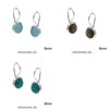 Silver 925 Hook Earrings with Round Semi Precious Stone 8mm