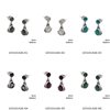 Silver 925 Stud Earrings Round 4mm with Hanging Pearshape Semi Precious Stones 6x9mm
