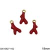 Stainless Steel Pendant Coral with Enamel 18mm