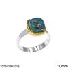 Silver 925 Ring with Square Semi Precious Stone 10mm