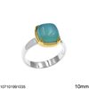 Silver 925 Ring with Square Semi Precious Stone 10mm