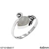 Silver 925 Ring Pearshape Semi Precious Stone and Branch 4x6mm