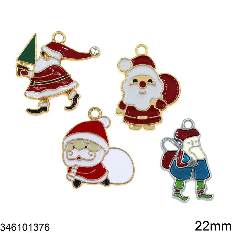 Casting Pendant Santa Claus with Enamel 22mm