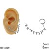 Silver 925 Stud Earrings 3mm, Hoop 12mm Connected with Chain and Hanging Zircon