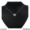 Silver 925 Necklavce Oval Link Chain with Hanging Snail with Stones 14x18mm, Rhodium Plated