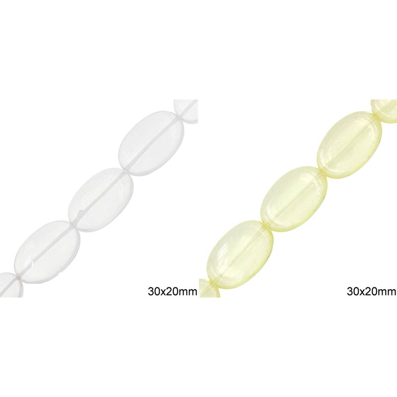 Glass Oval Flat Beads 30x20x6mm, Transparent