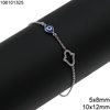 Βραχιόλι Ασημένιο 925 Μάτι με Σμάλτο 5x8mm και Παλάμη με Ζιργκόν 10x12mm