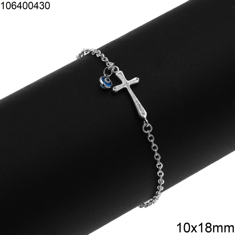Silver 925 Bracelet Cross 10x18mm with Enamel 4mm