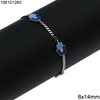 Silver 925 Bracelet Gourmet Chain Hamsa with Enamel 8x14mm, Rhodium Plated