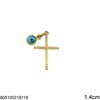 Μενταγιόν Χρυσό Σταυρός 1.4cm με Μάτι K9 0.35γρ