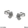 Silver 925 Stud Earrings Butterfly with Zircon 6mm