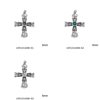 Silver 925 Pendant Cross with Oxidised Mosaic 10x30x40mm with Round Semi Precious Stone 5mm