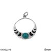 Silver 925 Pendant Circle 7x20mm with Round Semi Precious Stone 5mm