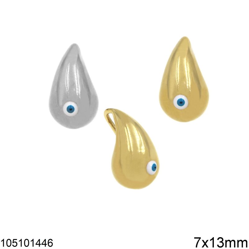 Silver 925 Pendant Pearshape with Evil Eye 7x13mm