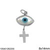 Silver 925 Pendant Evil Eye 8x14mm and Cross