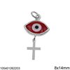 Silver 925 Pendant Evil Eye 8x14mm and Cross