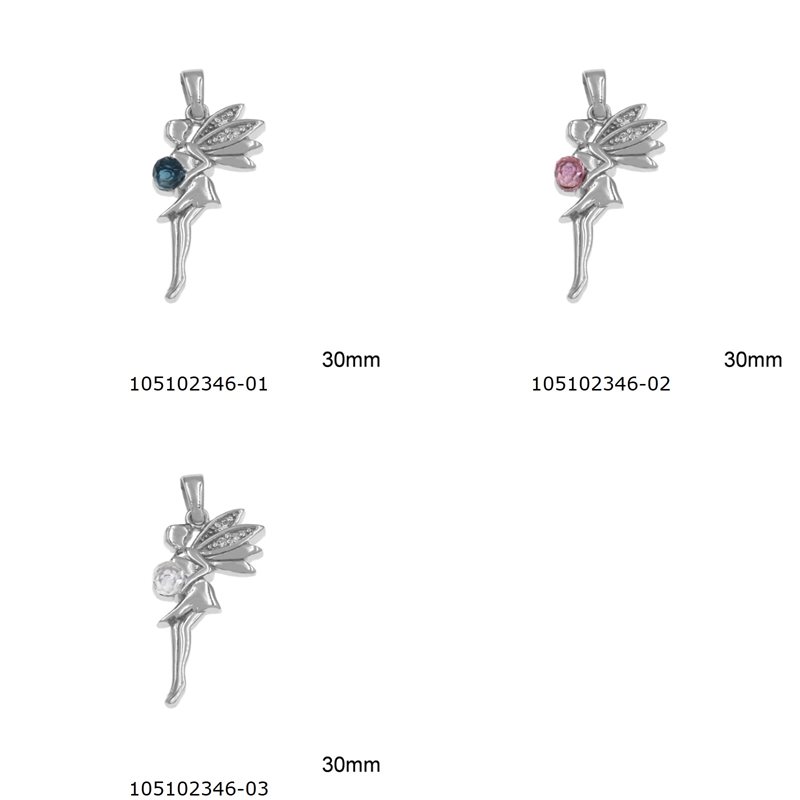 Silver 925 Pendant Fairytale with Zircon 30mm
