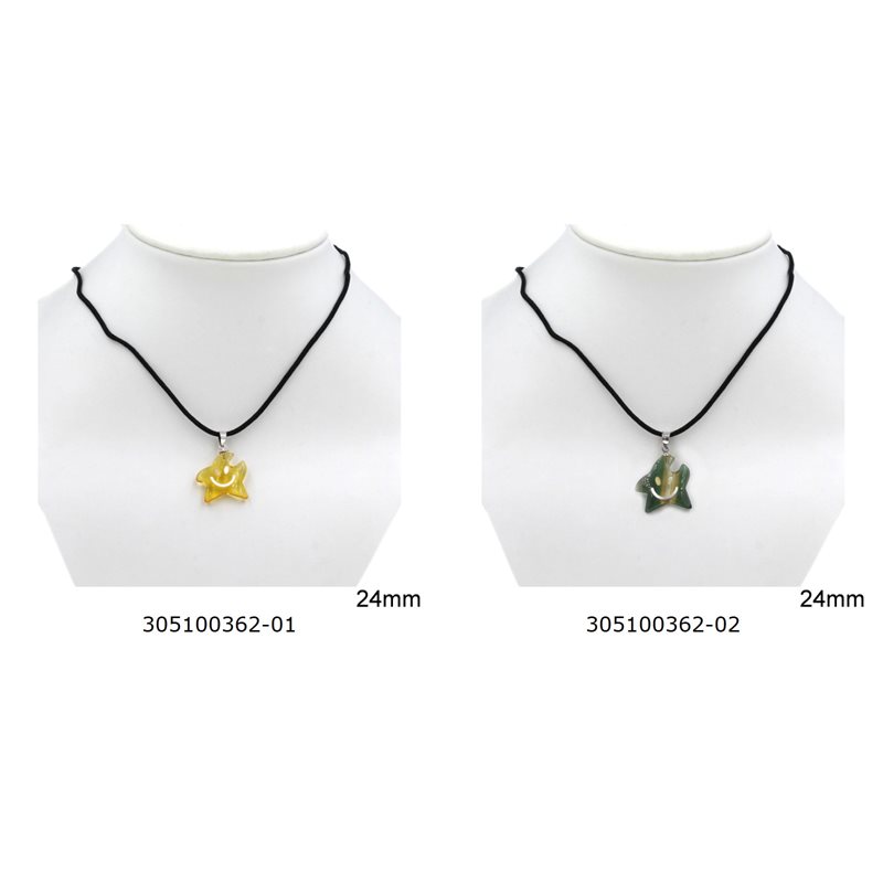 Necklace Starfish with Semi Precious Stone 24mm
