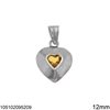 Silver 925 Pendant Heart with Zircon 12mm